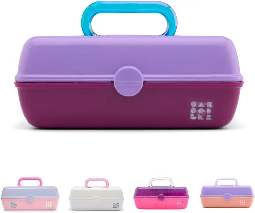 Miniatura 17 de Caboodles Pretty in Petite - Caja de maquillaje de dos tonos rosa sobre lavanda, caja organizadora de plástico duro, 2 bandejas giratorias, espejo