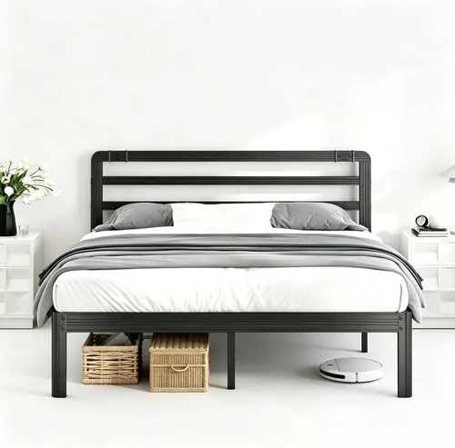 Miniatura 10 de ZIYOO 18 Inch Twin Metal Platform Bed Frame with Headboard, 1000 LBS Sturdy Steel Slat Bed Base, Noise Resistant, No Box Spring Needed, Easy