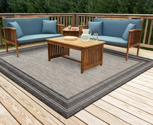 Miniatura 37 de Liora Manne Carmel - Alfombra tejida de perfil bajo de fácil cuidado para interiores y exteriores, color aguamarina, 6 pies 6 pulgadas x 9 pies 4