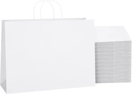 Miniatura 9 de SHOPDAY Bolsas de papel negro con asas de 16 x 6 x 12 pulgadas, paquete de 25 bolsas de papel kraft grandes a granel, bolsas de compras, bolsas