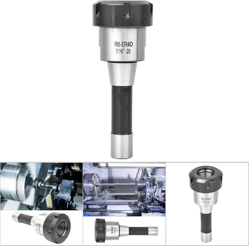 Miniatura 3 de Adaptador convertidor de extensión de portabrocas R8 ER40 para fresadora de enrutador CNC, soporte de precisión de acero con rosca de 7/16in-20UNF