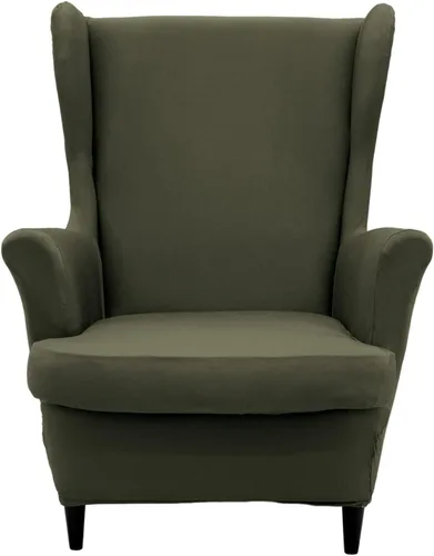 Miniatura 20 de Wingback - Funda elástica para silla, 2 piezas, con respaldo de ala, funda protectora de muebles impresa, suave con parte inferior elástica