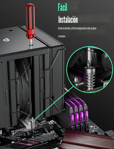 Miniatura 4 de Enfriador de aire para CPU, enfriador de CPU de doble torre con ventilador PWM de 120 mm, enfriador de aire para CPU de 6 tubos de calor