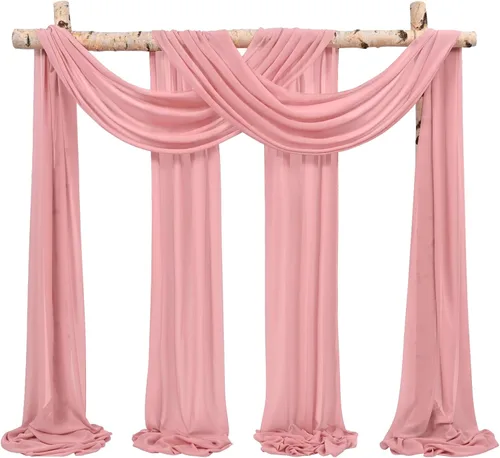 Miniatura 55 de Cortinas de arco de boda, 8 paneles de 28" x 20 pies, cortinas de tela de gasa blanca para ceremonia y recepción Blanco