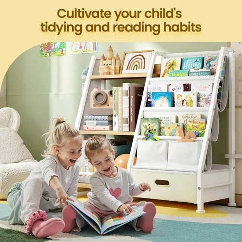 Miniatura 3 de Estantería infantil y organizador de almacenamiento de juguetes: estante para libros para habitación de niños con cajón para almacenar libros