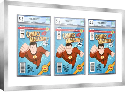 Miniatura 143 de Marco de cómic con paspartú para 8 CGC, CBCS o PGX Graded Comics - Marco de cómic blanco para cómics de 8.125 x 13 pulgadas Marco blanco