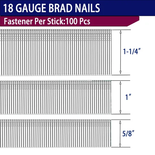 Miniatura 4 de HW HAMWOO 1800 grapas de corona estrecha de calibre 18, grapas de corona estrecha de 1/4 pulgadas (1/2 "- 400; 3/4 - 400; 1 a 400) y clavos Brad