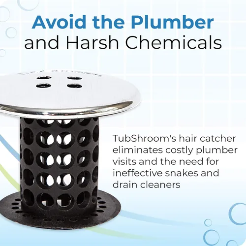 Miniatura 5 de TubShroom Paquete Combinado de Atrapapelos para Desagüe de Bañera con Tapón de Silicona, Cromo Negro – Protector para Desagües de Baño, se adapta a