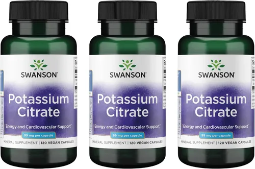 Miniatura 10 de Swanson Citrato de potasio, suplemento mineral que promueve la salud del corazón y el apoyo energético, ayuda a la función óptima de los nervios