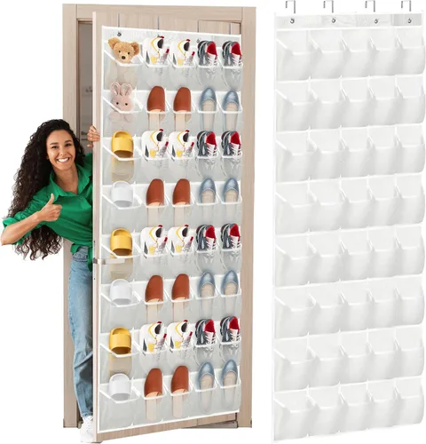Miniatura 11 de Organizador de zapatos sobre la puerta, 40 bolsillos grandes de malla para colgar zapatos, organizador para armario, detrás de la puerta, soporte
