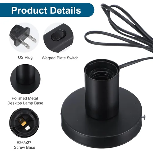 Miniatura 3 de 6 piezas de lámpara de escritorio de metal pulido E26 E27 Tornillo de la bombilla base soporte base de la lámpara base base de repuesto