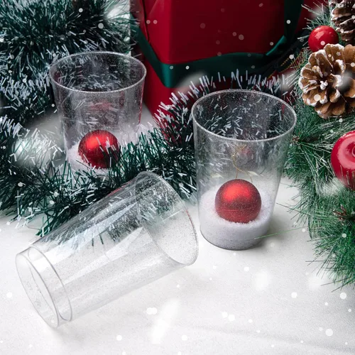Miniatura 9 de WDF Paquete de 100 vasos desechables de plástico con purpurina plateada, 12 onzas, sin BPA, resistentes, ideales para fiestas de Navidad, bodas, uso