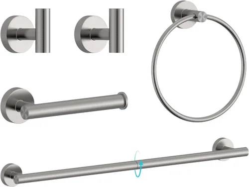 Miniatura 18 de Juego de accesorios de baño de 5 piezas de acero inoxidable SUS 304 de oro cepillado de 26 pulgadas, juego de toallero de baño, conjunto