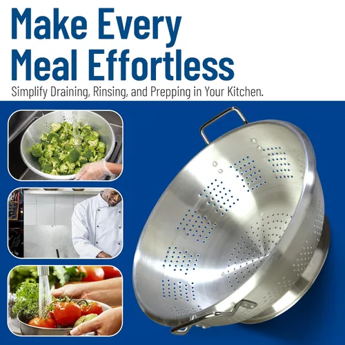 Miniatura 6 de Carlisle FoodService Colador para cocina, 60277, colador de aluminio pesado de 16 cuartos de galón con asas remachadas, esenciales de cocina