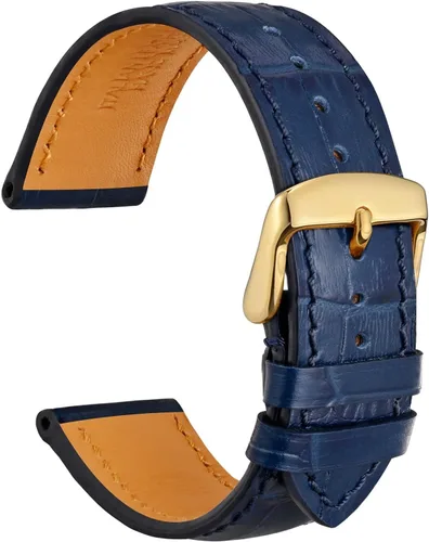 Miniatura 37 de WOCCI - Correas para reloj de cuero italiano, grano de cocodrilo en relieve, elige color y ancho 14 mm 18 mm 19 mm 20 mm 21 mm 22 mm, Negro