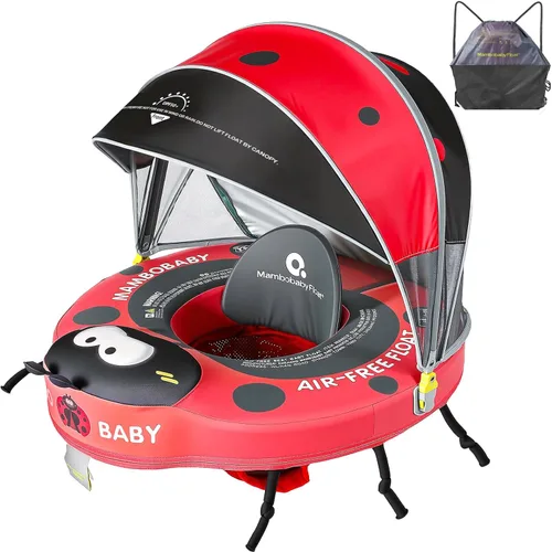 Miniatura 15 de Mambobaby Flotador de piscina para bebé con toldo, flotadores infantiles no inflables con cola sólida, suave, impermeable, agradable a la piel