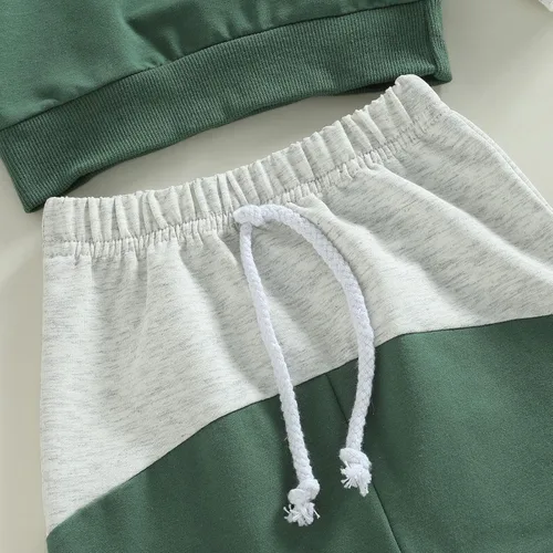 Miniatura 180 de Ropa de bebé niño 3 6 9 12 18 24M 3T Conjunto de pantalones con capucha patchwork sudadera con capucha pantalones de rayas traje de otoño invierno