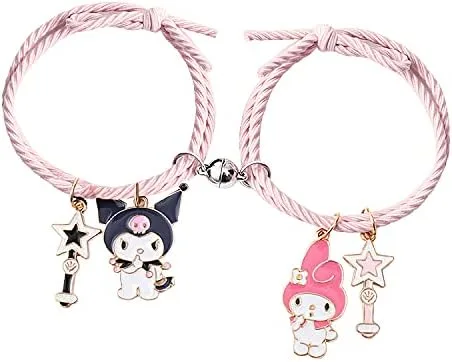 Kuromi And My Melody - Pulsera magnética para parejas relación de atracción mutua a juego pulsera de cuerda para él y ella regalo para mejor amiga