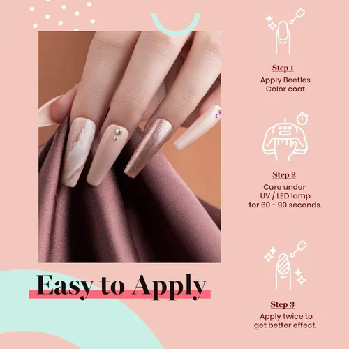 Miniatura 3 de Beetles - Esmalte para uñas en gel color rosado natural y neutro "Bella Light" para manicura permanente, para lámpara led, apto para todas
