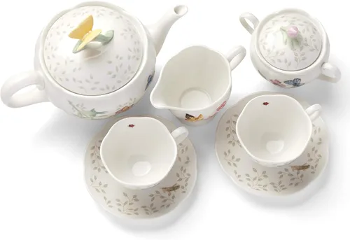 Miniatura 7 de Lenox Butterfly Meadow - Juego de té de 8 piezas, servicio para 2, color blanco