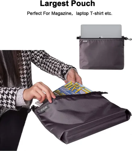 Miniatura 2 de GOX Paquete de 3 bolsas de aseo de viaje para hombres, organizador de equipaje de mano, bolsa con cremallera, bolsa portátil para cosméticos