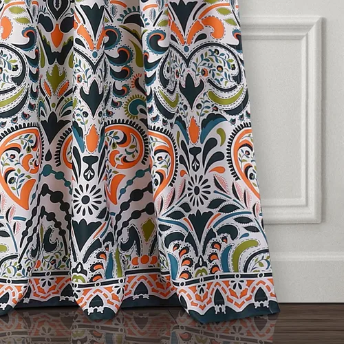 Miniatura 4 de Lush Decor Clara Curtains - Cortinas con estampado de damasco paisley, estilo bohemio, filtrado de luz, juego de paneles para ventana para sala