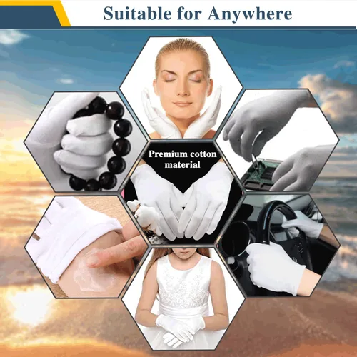 Miniatura 7 de 24 guantes hidratantes de algodón para mujeres y niños, manos secas y eczema, guantes de tela blanca reutilizables y elásticos
