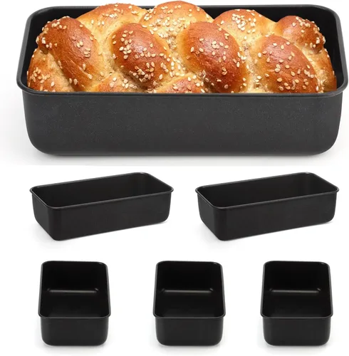 Miniatura 10 de P&P CHEF Juego de moldes para pan, moldes para pan de 9 x 5 pulgadas, moldes de acero inoxidable para pan y pastel de lasaña, saludable y no tóxico