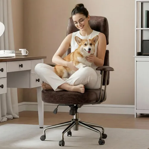 EUREKA ERGONOMIC Sillas de escritorio de oficina en casa, silla ergonómica para computadora con respaldo alto, silla de oficina ejecutiva con Marrón