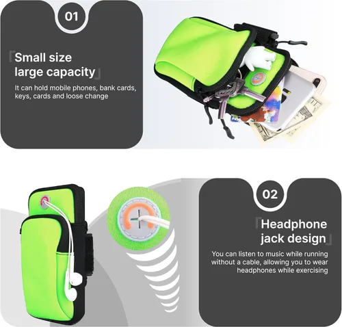 Miniatura 3 de Brazalete para correr, correa deportiva ajustable para correr, brazalete de entrenamiento para iPhone, bolsa de celular para ejercicio, hombres