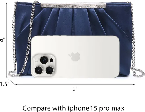 Miniatura 6 de Dasein - Bolsos de mano elegantes con pliegues para mujer, bolsos formales de noche con diamantes de imitación para bodas, fiestas, graduaciones