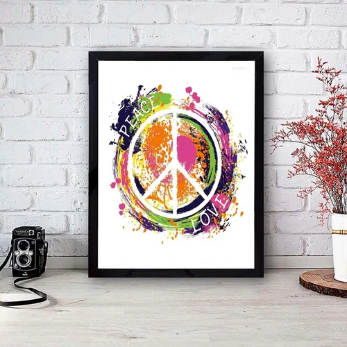Miniatura 3 de DVWIVGY Kit de pintura de diamante 5D con símbolo de paz hippie para adultos y niños, acuarela, estilo colorido, bricolaje, pintura por números, kit