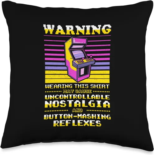 Retro Gaming Gifts Video Player Retro Gamer Classic 80s Arcade Game - Almohada de 16 x 16 pulgadas, multicolor