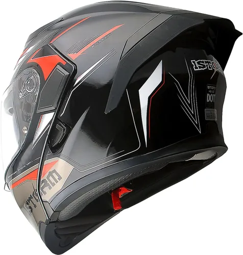 Miniatura 23 de 1Storm Casco modular de cara completa para motocicleta con doble visera abatible y protector solar: HB89 Flecha Azul