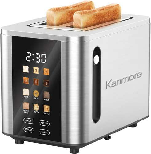 Miniatura 11 de Kenmore - Tostadora de 2 rebanadas, acero inoxidable, ranuras extra anchas, funciones de bagel y descongelación, 9 niveles de tostado, bandeja