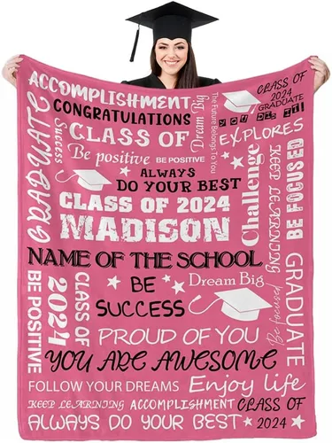 Miniatura 24 de D-Story Manta personalizada con foto, regalos de graduados universitarios para ella, regalos de graduación de felicitaciones, mantas personalizadas