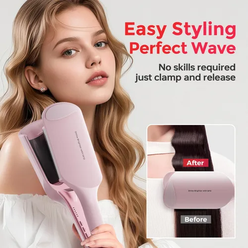 Miniatura 2 de Waver Rizador Lena S12 Beach Waver - Rizador de cabello con 2 barriles, protección antiquemaduras, tiempo y temperaturas ajustables, doble voltaje