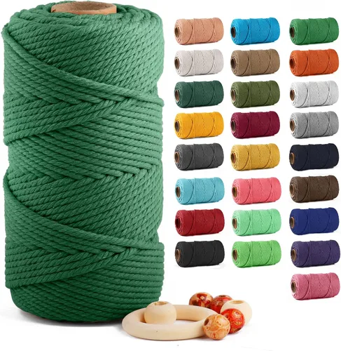 Miniatura 15 de Cuerda de algodón para macramé de 5 mm x 109 yardas, ZUEXT 100% natural hecha a mano, cuerda de algodón trenzada de 4 hebras para colgar plantas