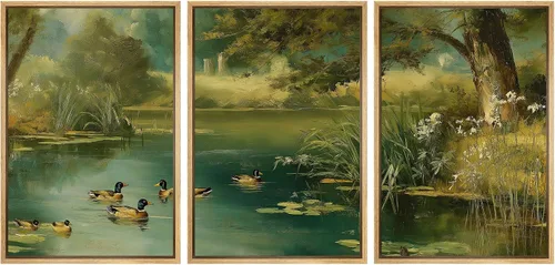 Miniatura 28 de Ashbrook Set de Arte de Pared en Lienzo Enmarcado, Naturaleza, Horizonte de Playa Nebulosa, Ilustraciones de Área Silvestre, Bellas Artes, Paisaje