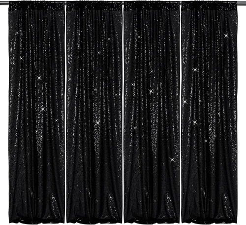 Miniatura 22 de PartyDelight Cortinas de fondo de lentejuelas color azul bebé, 2 paneles de 2 x 8 pies, alta densidad de 0.118 in, fondo de lentejuelas brillantes