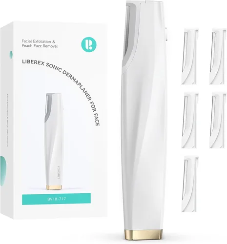 Herramienta de dermaplaning Sonic para la cara, afeitadora Dermaplane recargable con 6 dermablades de recambio, pelo facial y removedor de pelusa de