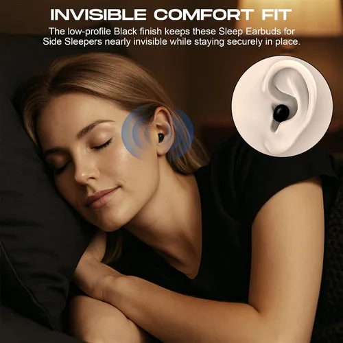 Miniatura 8 de Mini auriculares invisibles para trabajar y dormir, auriculares ocultos de perfil bajo con pantalla LED, sonido estéreo, auriculares más pequeños