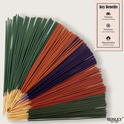 Miniatura 5 de Hosley Paquete de 480 varillas de incienso surtidas, 12 aromas, incluyendo Nag Champa, lavanda, sangre de dragón, bolsa de agarre, ideal