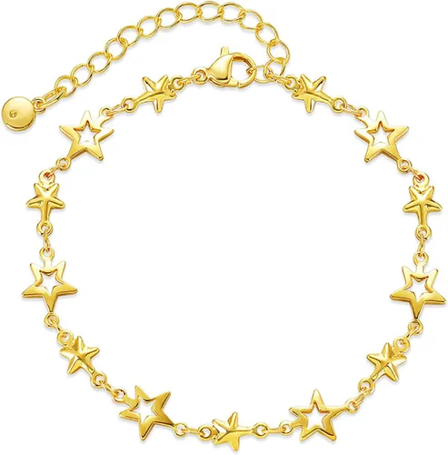 Miniatura 42 de Delicadas pulseras de oro para mujer, chapado en oro 18, ajustable, mal de ojo, mariposa, cuentas, perla, corazón, turquesa, hecha a mano para mujer