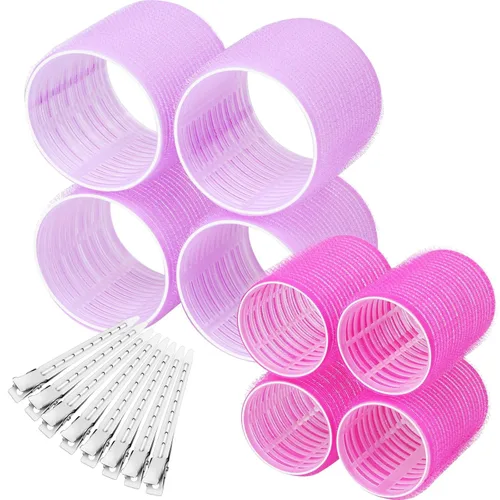 Rulos Autosujetables para el Cabello Juego de 16 Piezas con 8 Rulos para el Cabello 2 Tamaños (4 Jumbo y 4 Grandes) y 8 Pinzas para el Cabello para