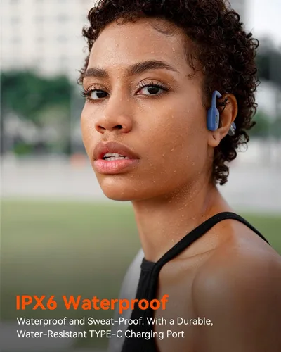 Miniatura 9 de SANOTO Auriculares de conducción ósea Bluetooth 5.3, auriculares de oreja abierta con reducción de ruido de doble micrófono, batería de 8 horas