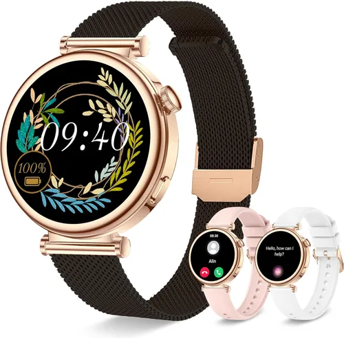Reloj inteligente para mujer con llamada Bluetooth, reloj de fitness de 1.27 pulgadas, contador de pasos, monitor de sueño de frecuencia cardíaca,