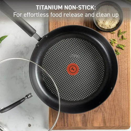 Miniatura 2 de T-Fal Ultimate - Sartén antiadherente de aluminio anodizado duro con tapa de 12 pulgadas, apta para horno y parrilla 400°F, tapa segura 350°F