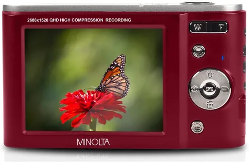 Miniatura 5 de Minolta MND20 44 MP 2.7K Ultra HD Cámara digital con caja de cámara Slinger (rojo)