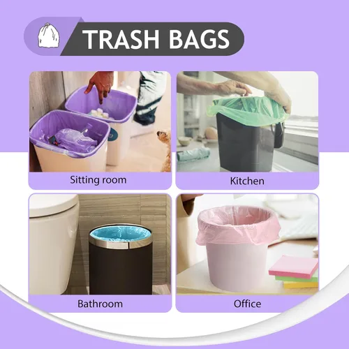 Miniatura 5 de Bolsas de basura pequeñas de 3 galones 120 unidades Bolsas de basura fuertes y coloridas, bolsas de basura pequeñas, forros para botes de basura